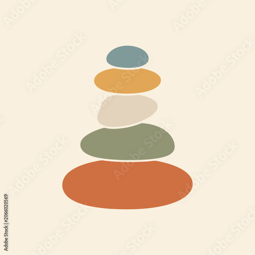 Canvas Print A stack of smooth colorful stones on a light background