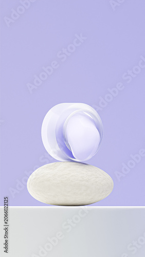 Εκτύπωση καμβά Trransparent cream jar filled with sugarplum cream melting out placed on a round stone