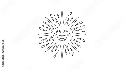 Принти на полотні Happy Starburst Character Laughing Outline Drawing