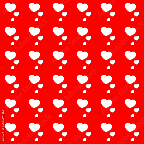 Seamless White Heart Pattern on Red Background
