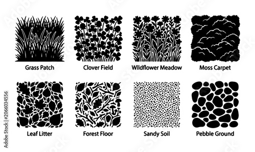 Fotografija Nature Textures Vector Pack: Grass, Flowers, Moss, Soil, Pebbles, Leaves