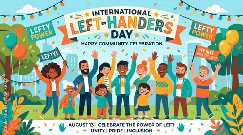 International Left-Handers Day, Lefty Community Celebration, Unity Pride Inclusion, Left-Handed Awareness