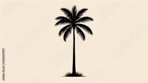 Elegant Palm Tree Silhouette on Cream Background