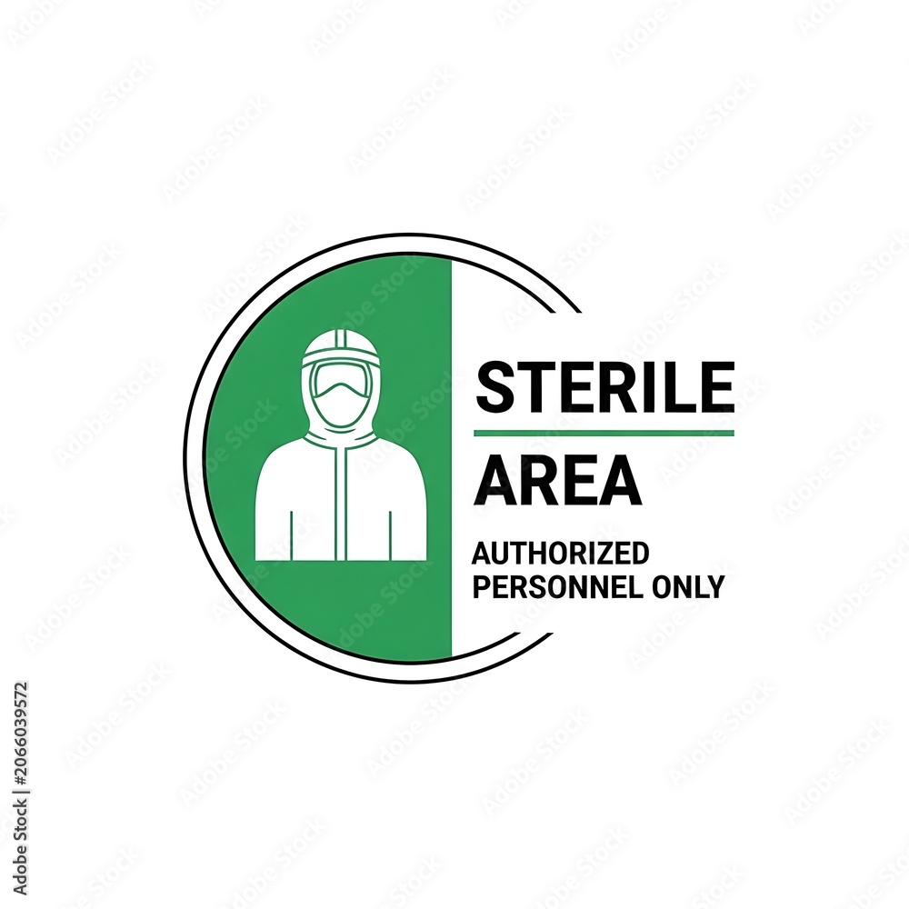Fototapeta premium Sterile area sign with healthcare worker icon.