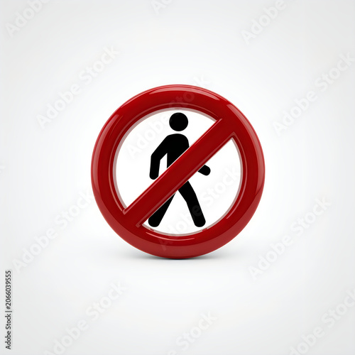 Prohibited Walking Sign on White Background