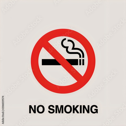 Modern No Smoking Symbol with Bold Red and Black Colors, Minimalist Typography