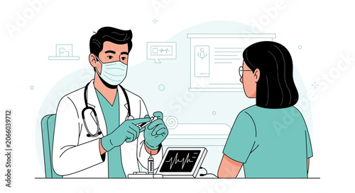 Medical Professional Administering Injection and Discussing Patient Diagnostics