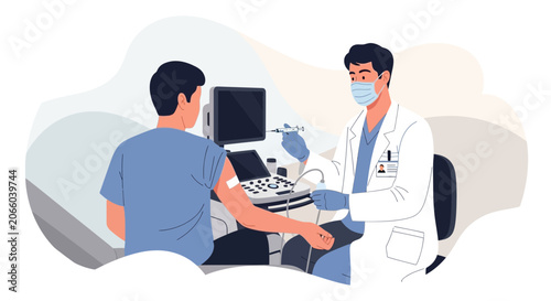Medical Professional Administering Injection and Patient Undergoing Examination