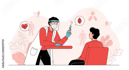Medical Professional Administering Injection and Consulting Patient for Modern Healthcare