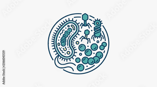 Canvastavla Microscopic organisms and viruses in a petri dish illustration.