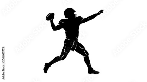 Silhouette of American Football Player Throwing Ball During Game