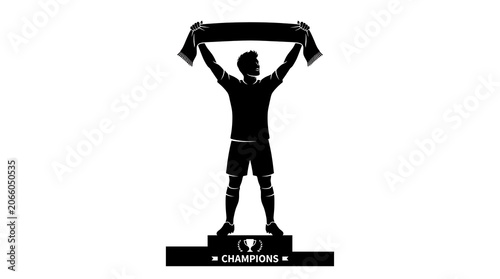 Man holding trophy aloft in victory