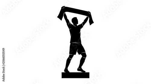 Man holding banner silhouette, standing strong outdoors