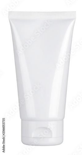 White plastic squeeze tube for cosmetic packaging product