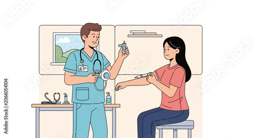 Medical Professional Administering Injection Treatment For Patient In Clinic Setting