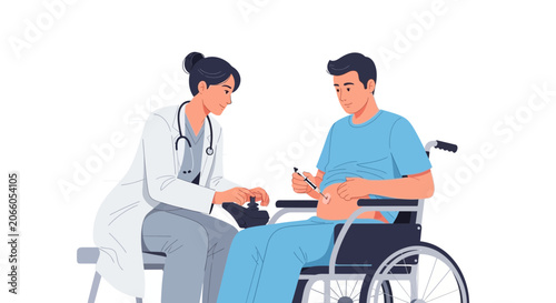 Medical Professional Administering Injection Treatment For Disabled Individual Patient In Hospital