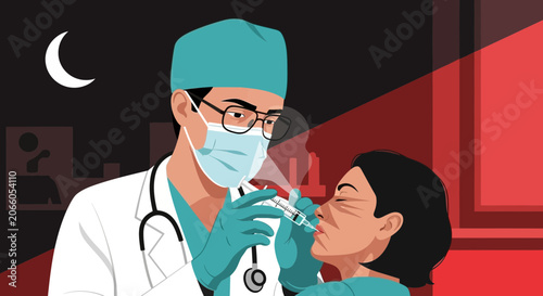 Medical Professional Administering Injection Treatment For Cosmetic Enhancement Vector Illustration