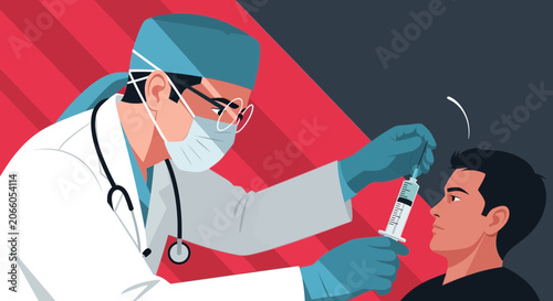 Medical Professional Administering Injection Treatment For Patient Using Syringe And Needle
