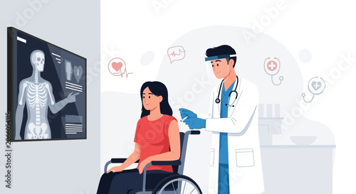 Medical Professional Administering Injection Treatment To A Patient Cartoon Illustration