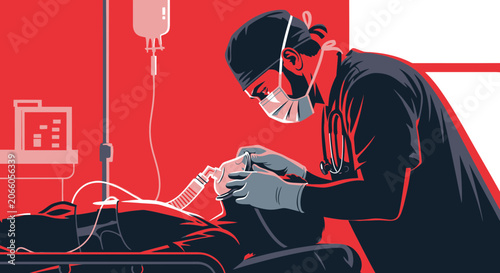 Medical Professional Administering Resuscitative Aid To Patient In Critical Condition