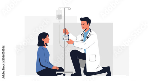 Medical Professional Administering Treatment and Caring For A Patient In Hospital