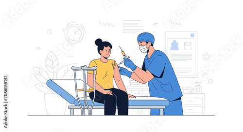 Medical Professional Administering Vaccine Shot to Female Patient in Healthcare Setting