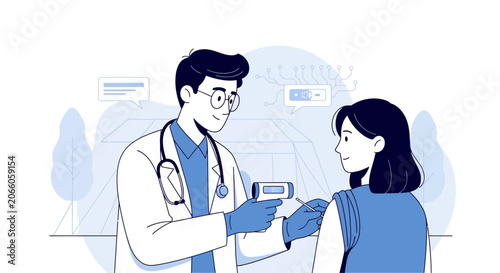 Medical Professional Administering Vaccine Shot to Patient in a Clinical Setting for Health
