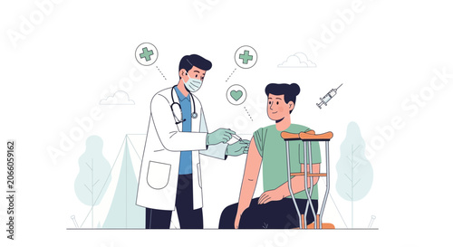 Medical Professional Administering Vaccine Shot to Patient in a Clinical Setting for Health
