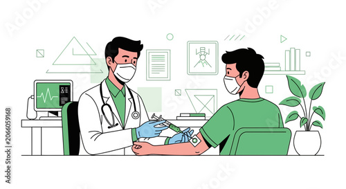 Medical Professional Administering Vaccine Shot to Patient in a Clinical Setting for Health