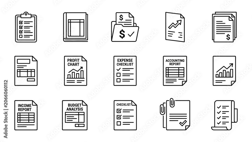 Fototapeta premium Collection of business document icons.