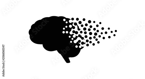 Photos Brain silhouette dissolving into small particles symbolizes the gradual decline of memory and the challenges associated with neurodegenerative conditions