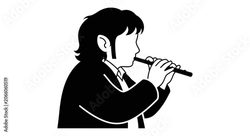 Tableau sur toile Musician playing a wooden flute captures the essence of artistic expression and the soothing melody of traditional wind instruments