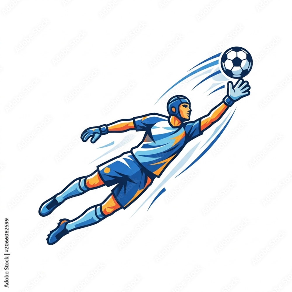 Fototapeta premium Soccer Goalkeeper Catching Ball in Mid-Air.