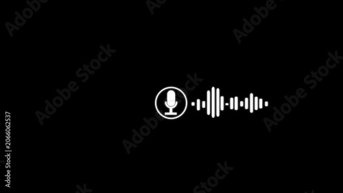 Virtual Female character interview voice animation voice recording and podcast mic microphone button icon animation on transparent background. music equalizer signal concept