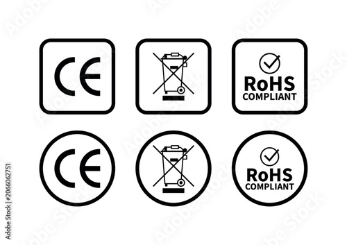 CE RoHS WEEE Symbol Collection for Product Labeling