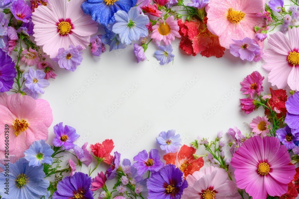 Fototapeta premium Colorful floral border frame