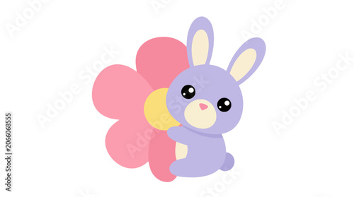Pink flower illustration on white background, minimalist border element for design