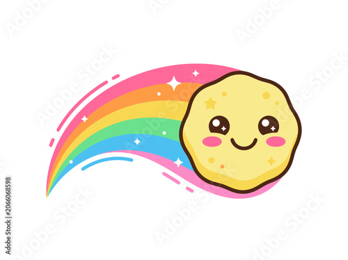Colorful rainbow arch with sparkling stars on a white background