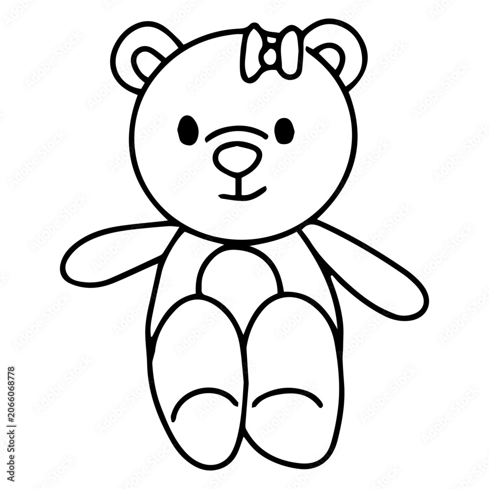 Fototapeta premium Illustration of a Cute Teddy Bear, rabbit , baby born doodles element design