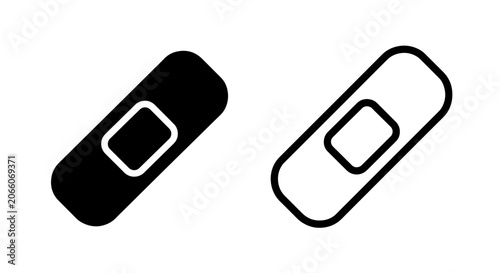 Konstfotografi Adhesive bandage medical plaster icon set in black and outline style