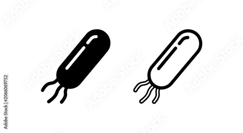 Schilderij op canvas Flagellated bacillus bacterium icon set in solid and outline style with bacillus