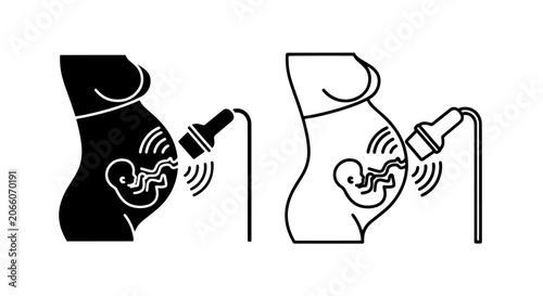 Obraz na płótnie Set of obstetric ultrasound icons for prenatal medical examination with prenatal