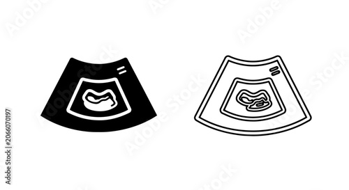 Tableau sur toile Fetal ultrasound scan diagnostic screen icons set with ultrasound, sonography