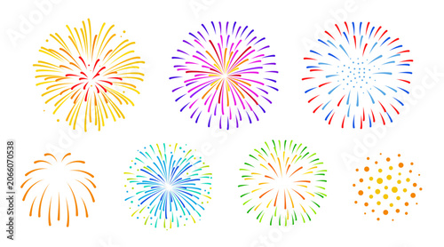 花火のセット_ベクターイラスト