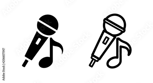Fotografie Musical performance microphone icon set in glyph and outline style