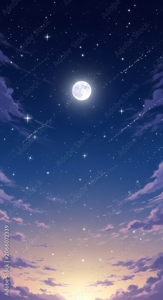 Fototapeta premium Moonlit Night Sky with Stars Shining.