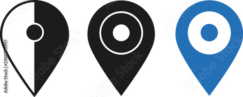 Minimal location pin icons with different styles Vector
