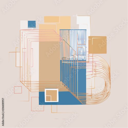 Abstract Geometric Composition with Cubes and Lines