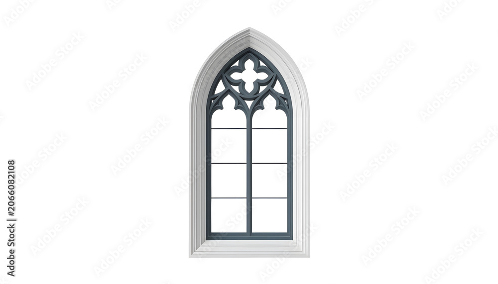 Fototapeta premium window in church, gothic arched window, isolated church window