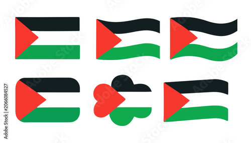Foto Collection of Palestinian Flag Icons Featuring Rectangular Waving Circular and P